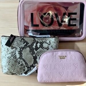 Victoria’s Secret Trio Makeup Bag  Love Backstage Pink Cases